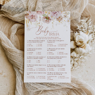 Papier Boho floral Baby trivia jeu de baby shower
