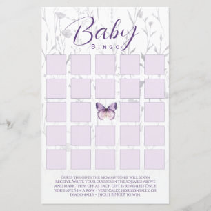 Papier Boho Floral Butal Baby shower Bingo Game Card