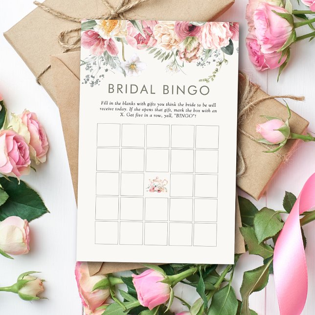 Papier Boho Floral Fête des mariées bingo (Créateur téléchargé)
