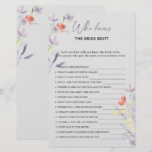 Papier Boho Floral Qui connaît la mariée meilleur jeu