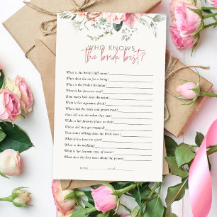 Papier Boho Floral Qui Connaît Le Jeu De Fête des mariées