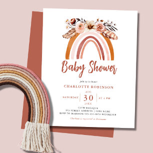Papier Boho Floral Rainbow Budget Baby shower Invitation