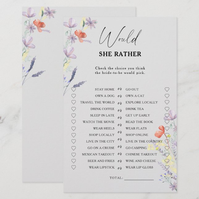 Papier Boho Flowers Voudrait-elle plutôt le jeu de douche (Devant / Derrière)