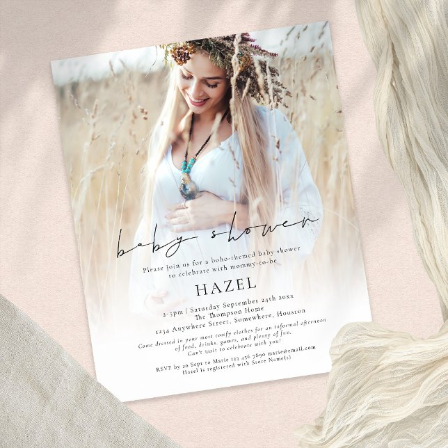 PAPIER Boho-Foto-Overlay-Script Baby Shower (Von Creator hochgeladen)