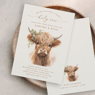 Papier Boho Highland Cow Couples Baby Shower Invitations
