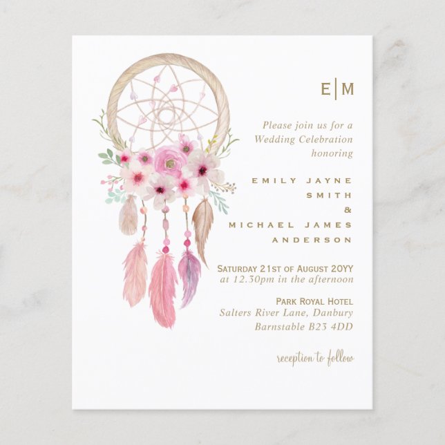 Papier Boho Lavender Dream Catcher Mariage rose (Devant)