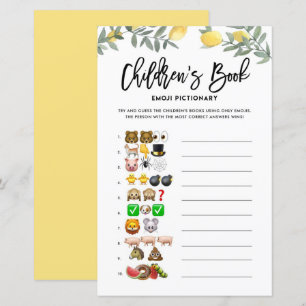 Papier Boho Lemon Emoji Pictionary Books Baby shower Jeu