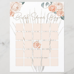 Papier Boho moderne rose Élégant floral Bingo nuptiale