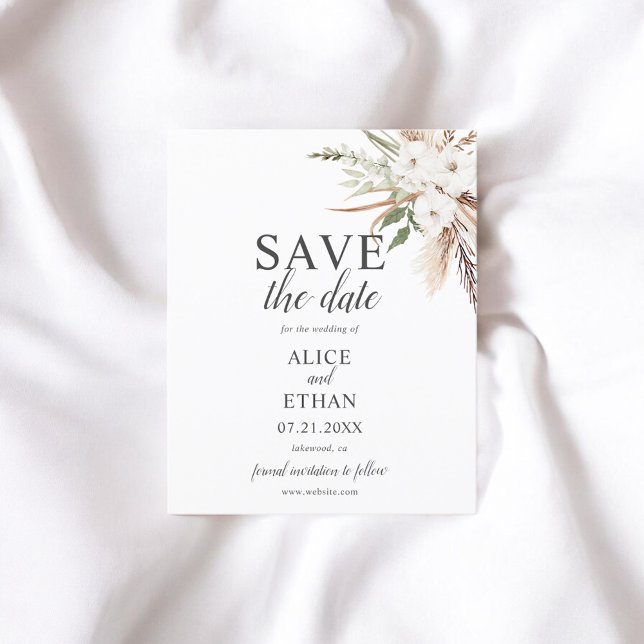 Papier Boho Pampa Grass Green Enregistrer La Date (Créateur téléchargé)