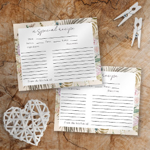 Papier Boho Pampas Grass Bridal Shower Recipe Card