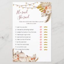 Boho Pampas Grass Citrouille Il a dit Elle a dit J