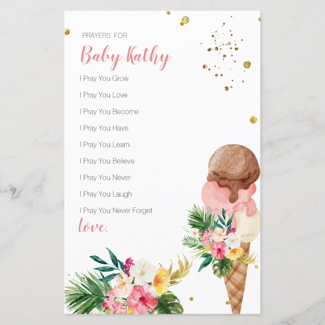 Papier Boho Pampas Grass Crème glacée Prières pour bébé S (Devant)