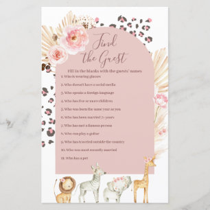 Papier Boho Pampas Herbe Animaux sauvages Trouvez le jeu 