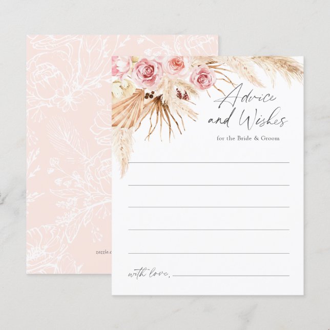 Papier Boho Pampas Pampas Passe Mariage de couleur rose v (Devant / Derrière)