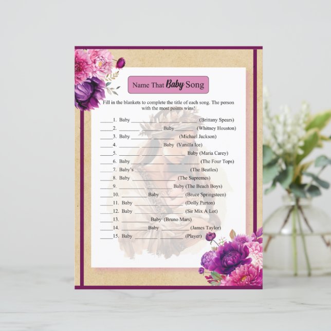 Papier Boho pourpre Nom que Baby Song Jeu (Debout devant)