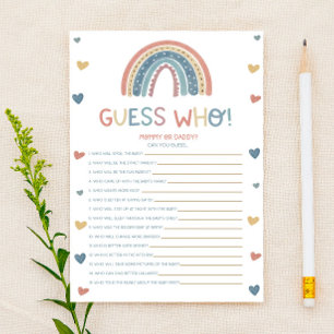 Papier Boho Rainbow Devine Qui ! Jeu baby shower