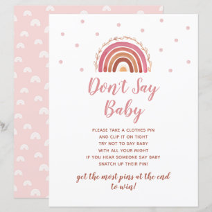 Papier Boho Rainbow ne pas dire Baby shower jeu