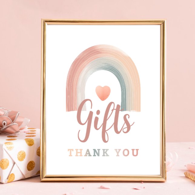 Papier Boho Rainbow - Panneau de la table cadeau - Aquare (Gift Table Sign)