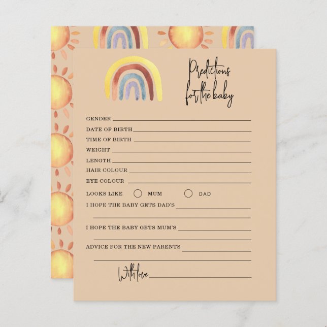 Papier Boho Rainbow prédictions et jeu de conseil (Devant / Derrière)
