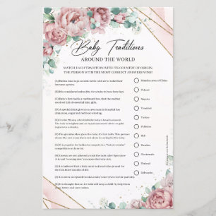 Papier Boho rose rose rose roses cadre or Baby Traditions