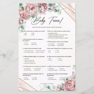 Papier Boho rose rousse fleurs eucalyptus Baby trivia