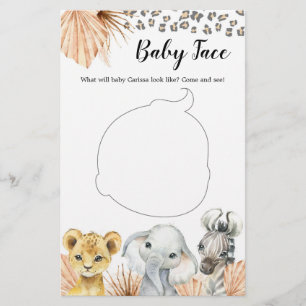 Papier Boho Sage Green Safari Oh Garçon Baby Face Jeu