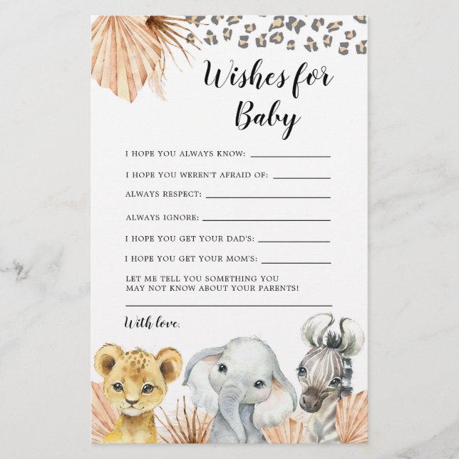 Papier Boho Sage Green Safari Oh Garçon Voeux pour bébé (Devant)