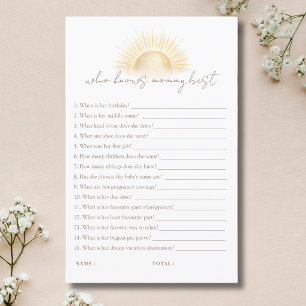 Papier Boho Soleil Neutre Baby Shower Qui Connaît le Mieu