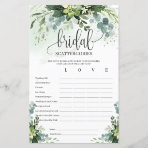 Papier Boho succulent verdure nuptiale jeu Scattergories