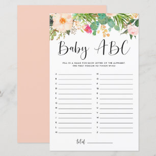 Papier Boho Succulents Baby ABC Baby shower Jeu