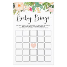 Boho Succulents Baby shower Bingo Game Card