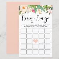 Boho Succulents Baby shower Bingo Game Card
