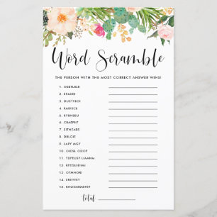 Papier Boho Succulents Bébé Mot Scramble Douche Jeu