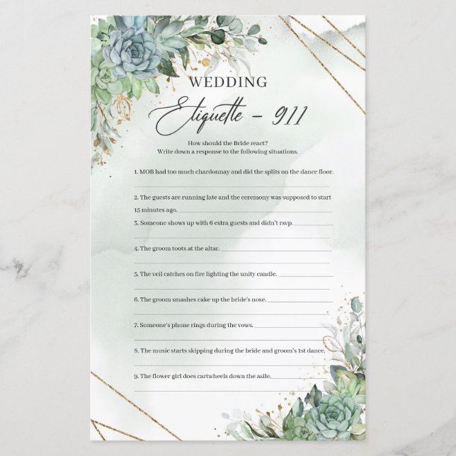 Papier Boho succulents eucalyptus or Etiquette 911 (Devant)