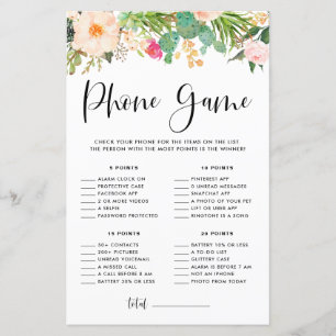 Papier Boho Succulents Floral Baby shower Téléphone Jeu