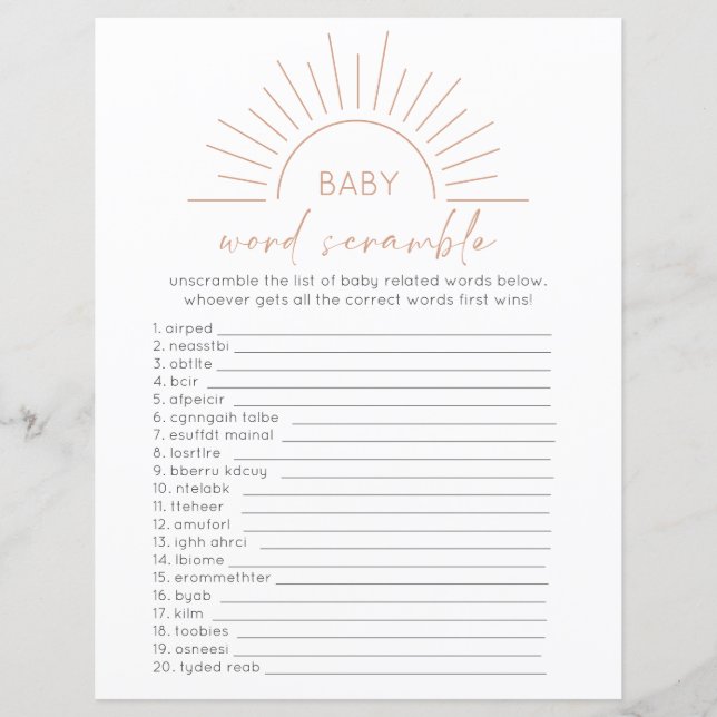Papier Boho Sun Baby shower Mot Saut (Devant)