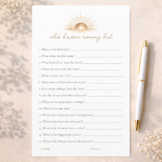 Papier Boho Sun Neutral Baby Shower  Who Knows Mommy Best