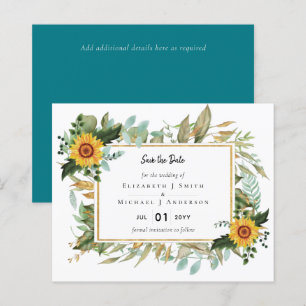 Papier Boho Sunflower Sage Mariage de verdure