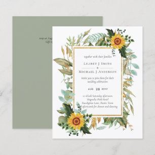 Papier Boho Sunflower Sage Mariage de verdure
