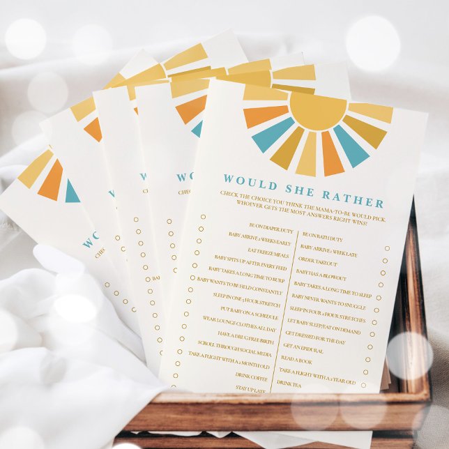 Papier Boho Sunshine Voudrait-Elle Plutôt Baby shower Jeu (Créateur téléchargé)