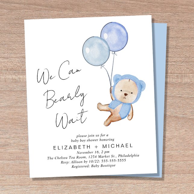 Papier Boho Teddy Bear Baby Boy Couples Douche Invitation (Créateur téléchargé)