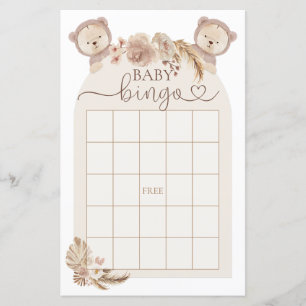 Papier Boho Teddy Bear Baby shower Jeu