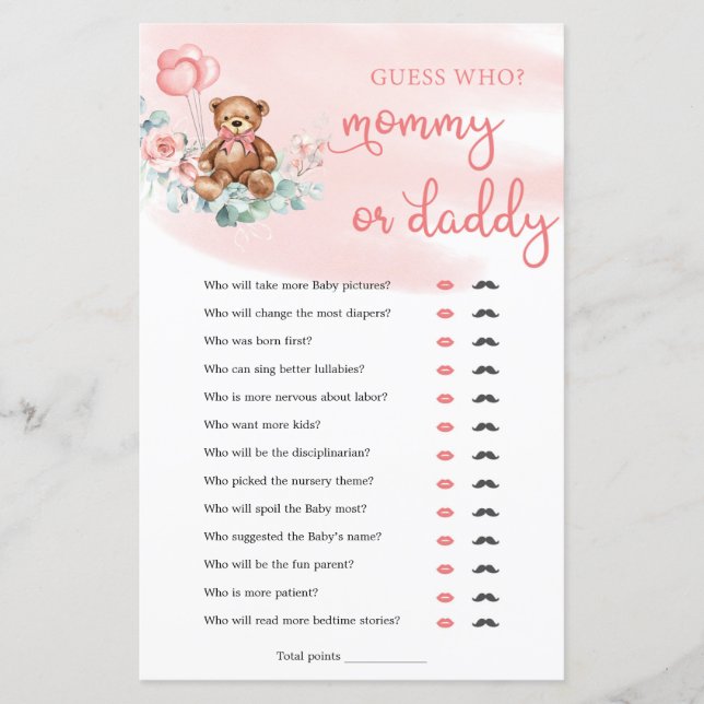 Papier Boho Teddy Bear maman ou papa Baby Jeu (Devant)