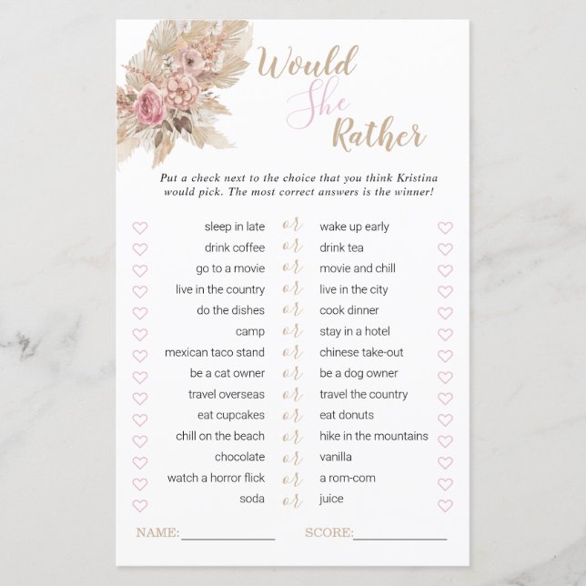 Papier Boho Thème Fête des mariées Voudrait-Elle Plutôt J (Devant)