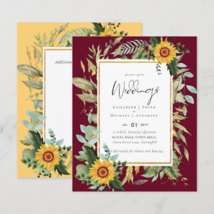 Papier Boho Tournesols verdure Aquarelle BUDGET Mariage