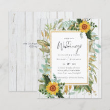 Boho Tournesols verdure Aquarelle BUDGET Mariage