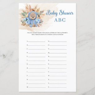 Papier Boho tropical ours en peluche pampas Baby shower A