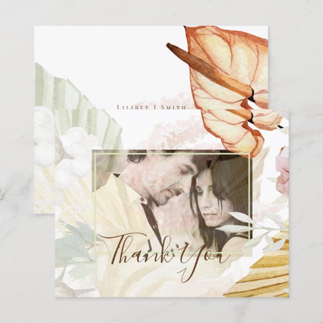 Papier BOHO Tropical Pampas Grass Mariage (Devant / Derrière)