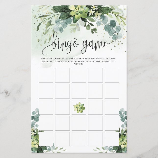 Papier Boho verdure feuillage succulent floral jeu de bin (Devant)