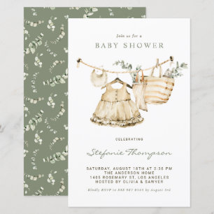 Papier Boho Watercolor Clothesline Girl Baby shower